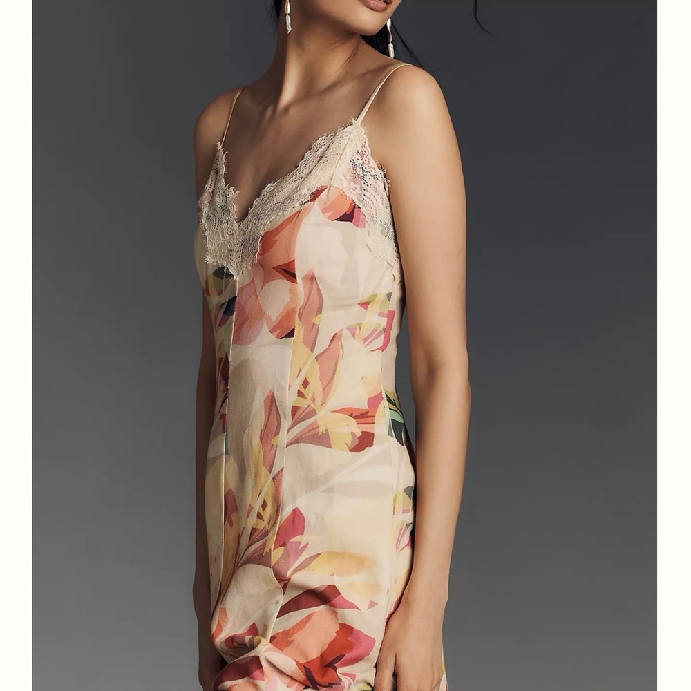 Hutch Sz L Maxi Dress Baldwin Sleeveless Lace-Trim V-Neck Slip Anthropologie New - Picture 3 of 10
